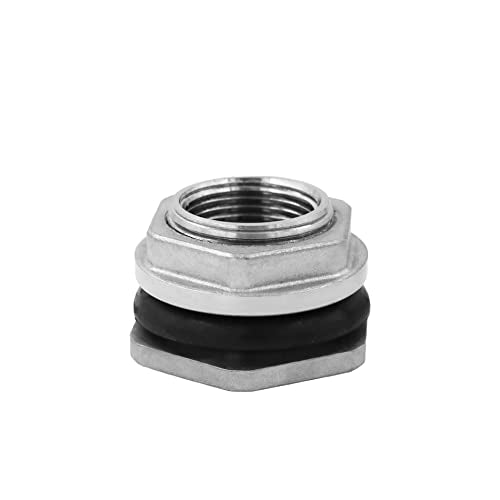 1/2" Bulkhead Water Tank Connector SUS304 Stainless Steel Thru-Bulk Fitting, Pipe Adapter for Rain Barrels, Aquariums, Tubs, Pools - size: 0.5 Inch