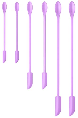 Silicone Spatula Set (6Pcs) - Mini Scraper Tool for Beauty & Food - Reach Every Last Drop, Multi-Size Spatulas for Makeup Jars, Lotion Bottles & Kitchen Containers (Purple) - color: Purple