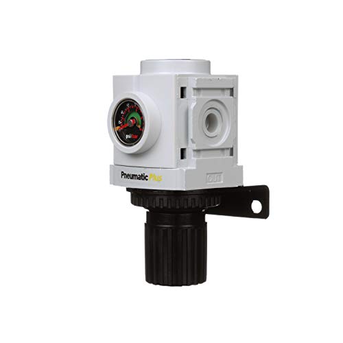 PneumaticPlus PPR3-N02BG Compressed Air Pressure Regulator 1/4" NPT (High Flow), Embedded Gauge & Bracket - size: 1/4" NPT (High Flow)