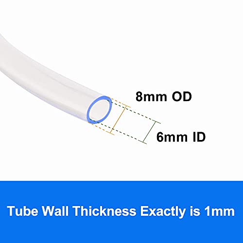 QuQuyi PVC Vinyl Tubing Lightweight Grade Clear Plastic Tube, 6mm ID X 8mm OD PVC Tube Flexible Plastic Hose Line Pipe Oil Resistant Multipurpose Vinyl Hose, BPA Free，16.4FT - size: 6x8mm, style: 16.4 Feet