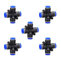 4 way 6mm OD Push to connect Fittings,push to connect air fittings, 4-way air line push connectors (5 Pcs) - size: 0.236", style: 4 way Union