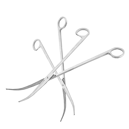 PartyKindom 2pcs Stainless Steel Curved Tip Scissors Aquatic Plant Trimmer Aquarium Scissors for Plant Cutting Aquascaping Tools for Fish Tank