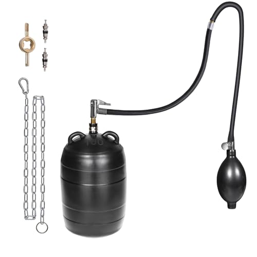 4 Inch Inflatable Pipe Plug Balloon Kit with Extension Hose,Safety Chain & Pump, Rubber Sewer Test Ball for Drain Blocking, Plumbing Pressure Testing/Leak Detection(Fits 3.8"-4.2" Pipes) - size: 4 Inch