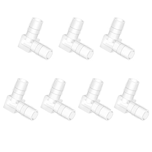 Quickun 3/4" Hose Barb 90 Degree Elbow L Fitting, Plastic 2 Way Equal Barbed Joint Splicer Mender Union Adapter Hose Fitting (Pack of 7) - size: 3/4" (7Pcs)