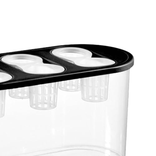 Hydroponic, Hydroponic System, Planting Container, 6 Holes, Indoor Tabletop Mini Aquarium for Plants and Fish, Black - color: Black