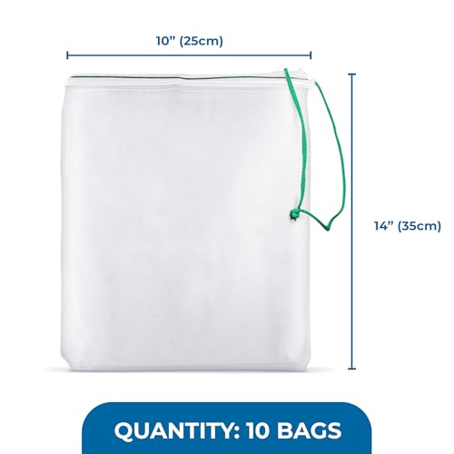 SunGrow Media Filter Bags, White Mesh Nylon Pouch for Holding Aquarium Active Carbon, Bio Rings, Straw for Chicken Nest, Lavender, Spices, Dried Flowers, 10 Pcs per Pack
