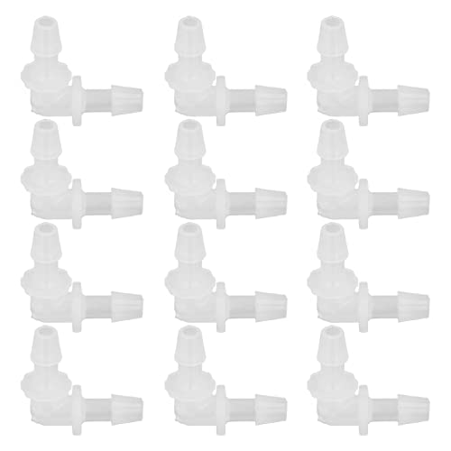 12Pcs Premium Plastic Hose Barb Fittings Elbow Connector Right Angle Barbed Splicer Adapter for Aquarium Lab Tubing Durable PP Material (5.6mm) - size: 5.6mm