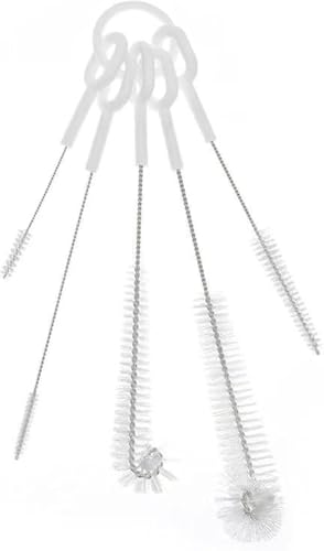 5-Pack Straw & Bottle Cleaning Brushes, Long Handle Nylon Brush Set for Water Bottles, Tumblers, Sippy Cups & Drinking Tubes