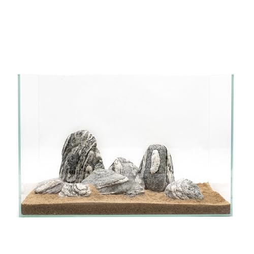 Natural Rocks Aquarium Stone 20lb Silver Seiryu Rock for Fish Tanks, Terrariums, Bonsai, Garden Decoration, Micro Landscapes & Reptile Terrariums (2-9inch 7-8Pcs) - size: 20lb (2-8inch)