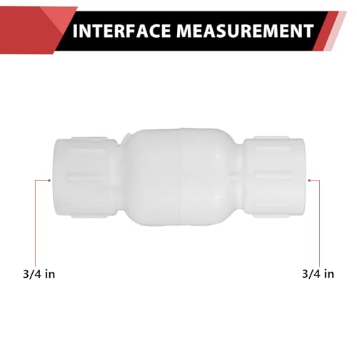 (Pack of 10) EFIELD 3/4 Inch PVC Inline Check Valve, Schedule 40, Solvent Connections, PVC Spring Check Valve,(PVC048-5-10PCS) - size: 0.75 Inch