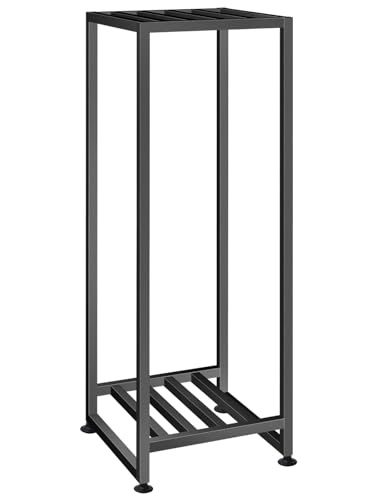 LUBORN Plant Stand Indoor Outdoor, Wrought Iron Plant Stands 2 Tier Heavy Duty Metal Pedestal Stand Decorative Flower Stand for Patio Garden Deck Living Room
