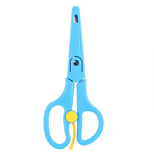 Food Shears Stainless Steel Baby Scissors Food Scissor with Plastic Cover for Toddlers, Preschool Training Kids Scissors(Blue)