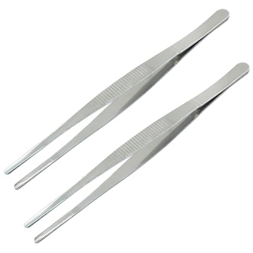 2 Pcs 8 Inch Stainless Steel Forceps, Straight Metal Tweezers General Application for Kitchen, Crafts, Plants - size: 8 Inch