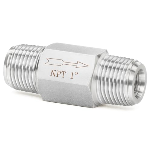 ChillWaves 304 Stainless Steel In-Line Siamese Check Valve 1" NPT Male Thread, One-Way Non-return Check Valve for Backflow Prevention(1-PACK) - size: 1" MNPT, style: Siamese Check Valve