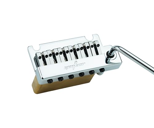 Guyker Guitar Tremolo Bridge String Spacing 10.8MM with Brass Roller Saddle and Brass Block & Bridge Stud, Spring and Claw, Pop-In Vibrato Bar, Complete Install Kit, GG1009-T Chrome - color: Chrome, Pro Roller Saddle 10.8mm