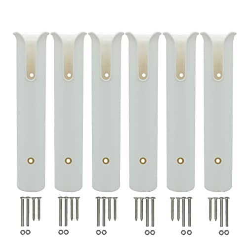 HiUmi Fishing Rod Holder Racks Bracket Wall Mounted Boat Side Mount Tool Holder Tube Links with Screws 2/4/6 Pole Tube (6-TUBE White) - color: 6-TUBE White