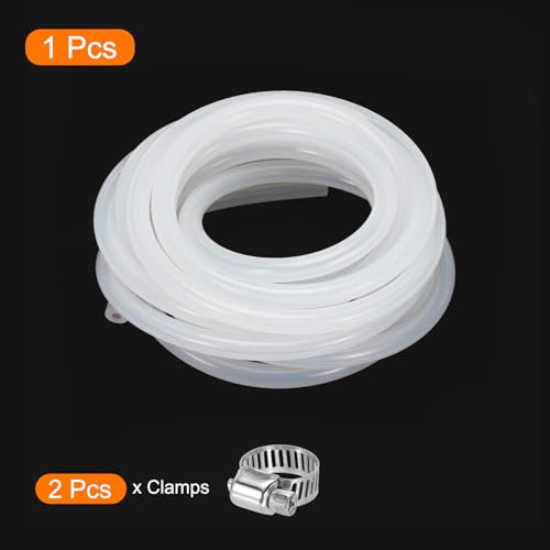 MECCANIXITY 10ft Clear Silicone Rubber Tubing 1/8" ID 5/16" OD Plastic Tube Flexible Air Hose for Brewing, Wine Making, Pump Siphon, 3mm x 8mm, with 2pcs Clamps - color: Clear, size: 1/8" x 5/16"