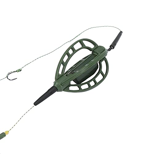 Carp Fishing Bait Cage Feeder with Wire Hook Rigs, Sturdy European Style Long Line Nesting Trap Device Inline Method Inserted Weight Quick Sinking Durable Angler Lure Equipment Tackle 2PCS - size: 35g