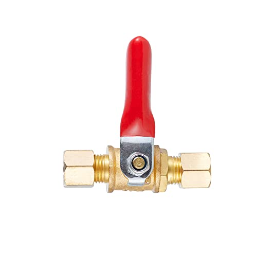 Brass Ball Valve Shut Off Switch, Tubing Fitting Straight Coupling Adapter 2pcs (1/4" Compression x 1/4" Compression) - size: 1/4" Compression x 1/4" Compression