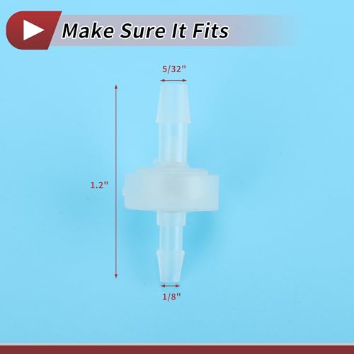 5 Pcs Aquarium Plastic Hose Barb Fitting 1/8" to 5/32" Inline Check Valve One Way Non Return Barb Hose Fittings Clear Plastic