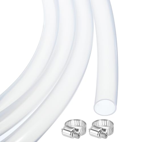 MECCANIXITY 3.3ft Clear Silicone Rubber Tubing 1/2" ID 5/8" OD Plastic Tube Flexible Air Hose for Brewing, Wine Making, Pump Siphon, 15.9mm x 15.9mm, with 2pcs Clamps - color: Clear, size: 1/2" x 5/8"