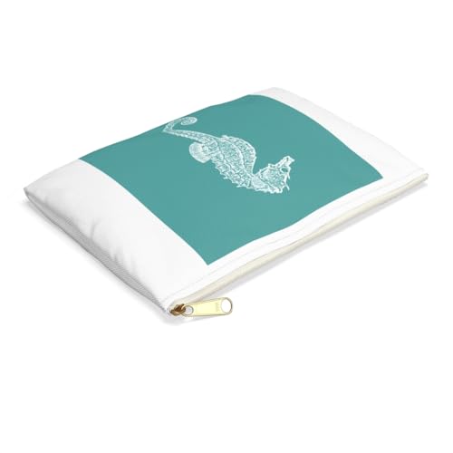 3dRose Teal blue seahorse print Sea Horse Ocean marine beach aquarium aquatic Accessory Pouch Large - size: Large