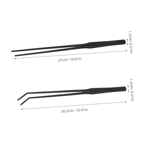 VICASKY 4pcs Long Fish Tank Tweezers Set Curved Straight Tongs for Aquascaping Aquarium Maintenance Tools Fish Feeding Reptile Care