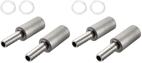 (2 Set) FERRODAY 0.5 Micron Diffusion Stone Stainless Steel Aeration Stone Carbonating Stone with 1/4" Barb for Homebrew Wine Beer Soda Air Stone 0.5 Micron + 20 Inch Silicone Hose (Pack of 2) - size: 2 count in 2 package