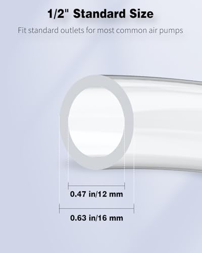 Pawfly 49 Feet Aquarium Airline Tubing, ID 1/2" Clear PVC Flexible Plastic Tube for Aquarium Garden Pond Fountain - size: 1/2" ID, style: 49 Feet