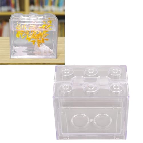 Mini USB LED Aquarium Fish Bowl Plastic Tank with White Light for Desk Tabletop Decor Energy-Saving Office Accent(Transparent) - color: Transparent