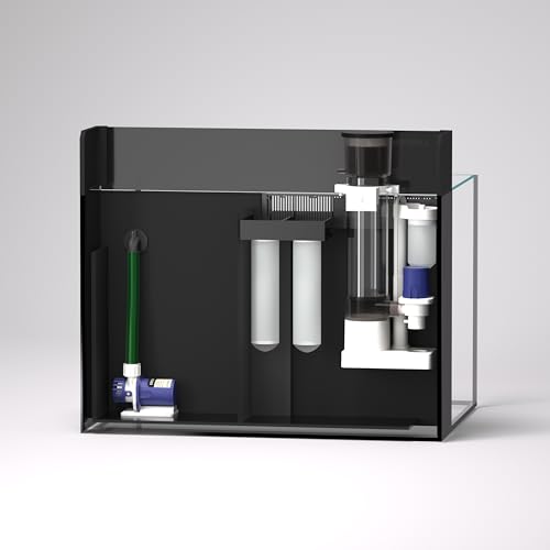 LANDEN EasyCube EC60K AIO Marine Aquarium Kit,26.25 Gallon Rimless Saltwater Reef Tank with Integrated Back Filter, Protein Skimmer Return Pump Filter Sock ATO Reservoir–Opti-White Glass Reef System - size: 60 cm