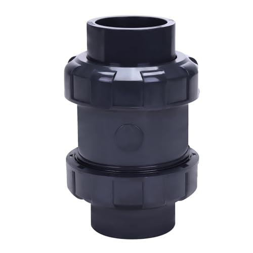 DERNORD 2" UPVC True Union Ball Check Valve with Full Port, EPDM Seals, Rated at 200 PSI, 2 Inch Socket - size: 2 Inch