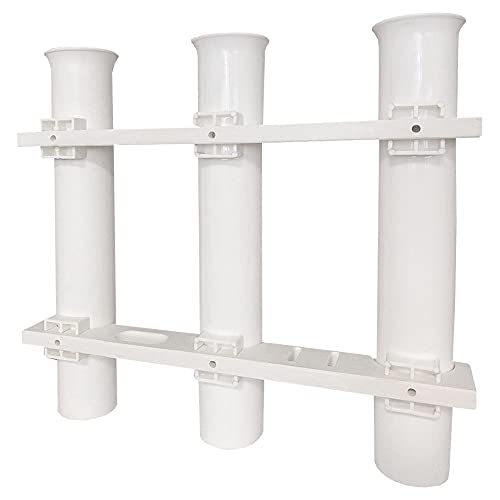 ISURE MARINE Fishing Rod Holder Bracket Wall Mounted Boat Side Mount Tool Holder Tube Links with Screws 2/3/4/6 Pole Tube (White/Black) - color: 3-Link White