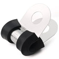 OURU 100PCS Cable Clamps 1/8 Inch 304 Stainless Steel Cable Clamps Rubber Coated Cushioned Insulated Cable Clamp,Automotive Wire Clamps,Pipe Clamps,Metal Clamp for Tube,Wire Cord Installation(3mm) - size: 100 PCS - 1/8 Inch