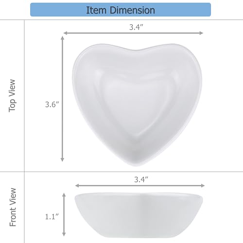 EIKS 4 Pack Ceramic Dipping Bowls Side Dishes for Serving ketchup Wasabi Condiments Appetizer Snacks (Heart-Shape) - size: Heart-Shape