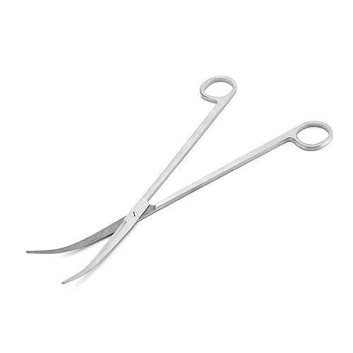 Gatuida 2pcs Aquarium Grass Scissors Curved Tip Plant Scissors Tongs for Aquatic Plant Care - color: Silverx2pcs, size: Mx2pcs