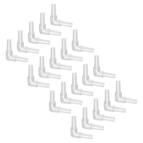 uxcell 20Pcs Aquarium Air Valve Connectors, Plastic Inline Tubing L-Shaped Non-Return Valves for 4mm ID Airline Tubing Fish Tank Pond Air Line, Clear
