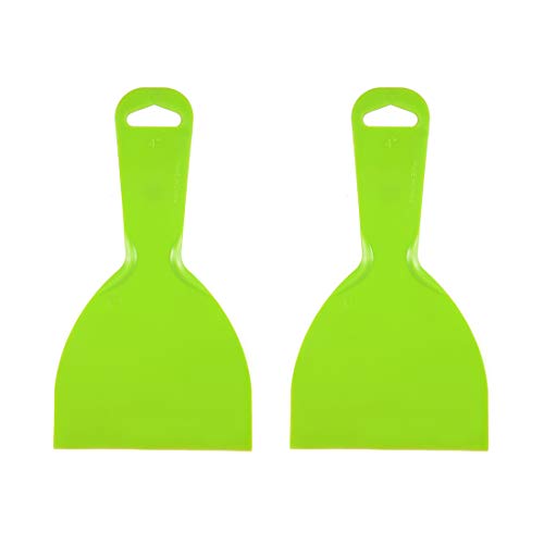 uxcell Putty Scraper 4" Plastic Flexible Putty Knives Disposable Spreader for Taping Drywall Wall Painting Green 2pcs - size: 4"