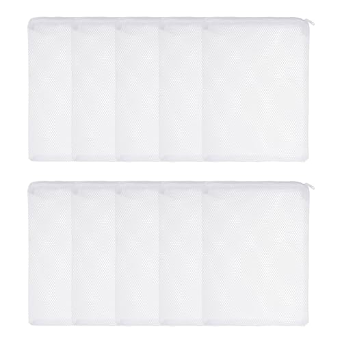 Aquarium Filter Media Bags, Fish Tank Fine Mesh Bag with Zipper Reusable Versatile 9 x 6 Inch, (White, 10Pcs), Intended for Fish Tank/Aquarium/Pond/Activated Carbon/Ceramic Rings - color: white, size: 9 x 6 in