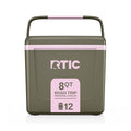RTIC 8 QT Road Trip Personal Cooler, Small, Compact, Insulated, Portable Ice Chest Box for Food, Drink, Beverage, Beach, Camping, Picnic, Fishing, Boat, 12-Can Capacity - color: Olive/Pale Pink
