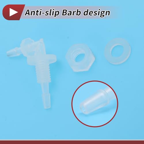 1 Set Aquarium Plastic Hose Barb Fitting 3/32" Hose ID Elbow Connectors Aquarium Tank Air Pump Hose Joints Clear PP - size: 3/32"-M6