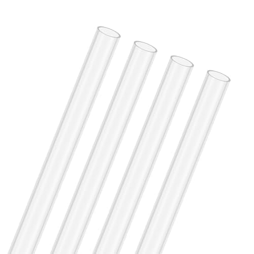 M METERXITY 4-Pack Clear Rigid Acrylic Pipe, 5mm[0.2"] ID x 7mm[0.28"] OD Plastic Round Tube for Water Cooling System/Lamps/Fountains/Aquariums/Display Stand, Acrylic Tubing [305mm/12IN] - size: 5mm ID x 7mm OD
