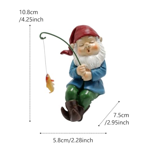 Fishing Gnome, Christmas Resin Sitter Statue, Aquarium Fish Tank and Garden Pond Edge Ornament, Christmas Shelf Decorations - color: Gnome
