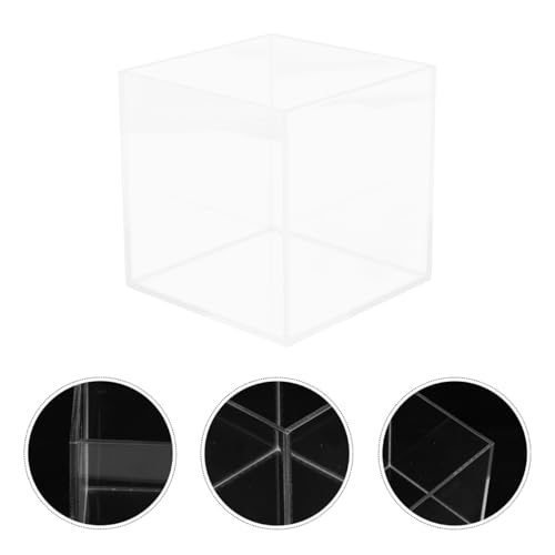 Housoutil Square Acrylic Fish Tank Mini Betta Aquarium for Turtles and Aquatic Plants Versatile Desktop Decor for Home Office and Parties