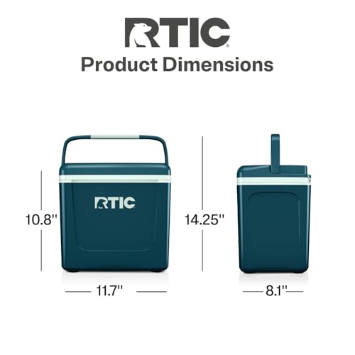 RTIC 8 QT Road Trip Personal Cooler, Small, Compact, Insulated, Portable Ice Chest Box for Food, Drink, Beverage, Beach, Camping, Picnic, Fishing, Boat, 12-Can Capacity - color: Marine/Fresh Mint