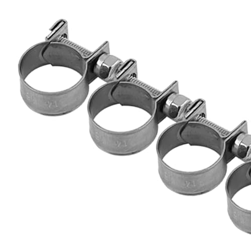10pcs Stainless Steel Hose Clamps – Adjustable 6-20mm Fuel Line Pipe Clips for Air, Water, Silicone & Fuel Hoses (14-16Mm) - size: 14-16Mm