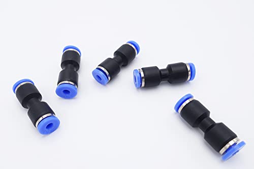 Push to Connect Fitting 1/8" Tube OD, Pneumatic Air Water Straight Union Two Way Connector/Coupler (Pack of 5) - size: 1/8 inch - 1/8 inch