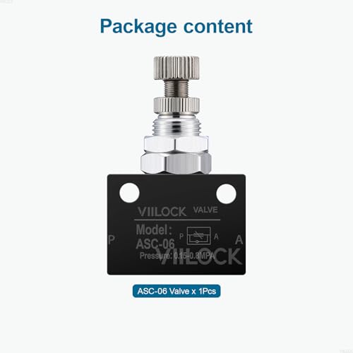 Pneumatic Air Flow Control Valve, PT1/8 Speed Regulating One-Way Throttle Valve ASC-06 - size: PT1/8