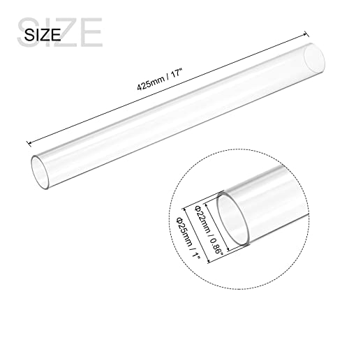 MECCANIXITY Plastic Pipe Rigid Polycarbonate Round Tube Clear 0.86"(22mm) ID 1"(25mm) OD 17" (425mm) High Impact for Lighting, Models, Water Plumbing - size: 0.86"IDx1"ODx17"
