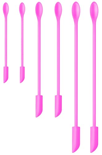 Silicone Spatula Set (6Pcs) - Mini Scraper Tool for Beauty & Food - Reach Every Last Drop, Multi-Size Spatulas for Makeup Jars, Lotion Bottles & Kitchen Containers (Pink) - color: Pink